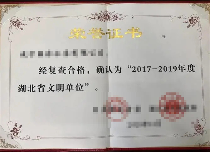 Certificate of Honor Ⅹ Certificate of Honor Ⅹ